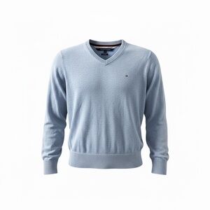 Tommy Hilfiger Pima Cotton V-Neck Sweater – Light Blue – Size M